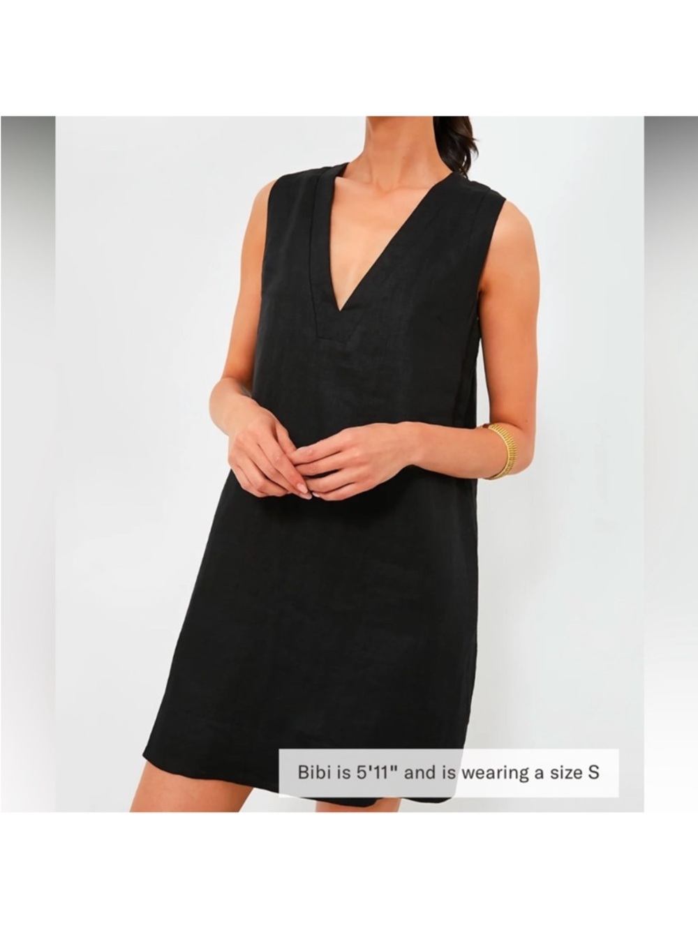 Tuckernuck Linen V-Neck dress with pockets. Black, size Large.